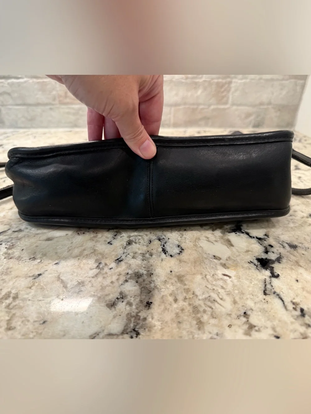 Coach EUC 1970’s Made in NY Black Leather Companion Crossbody